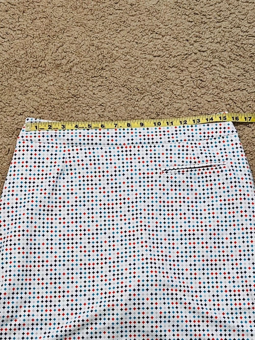 Peter Millar Golf Skirt White Skirt with Red and Blue Geo Dots - Picture 4 of 6